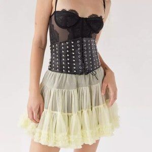 Urban Outfitters Conical Stud Corset Belt Black Stretch Lace up Front NWOT